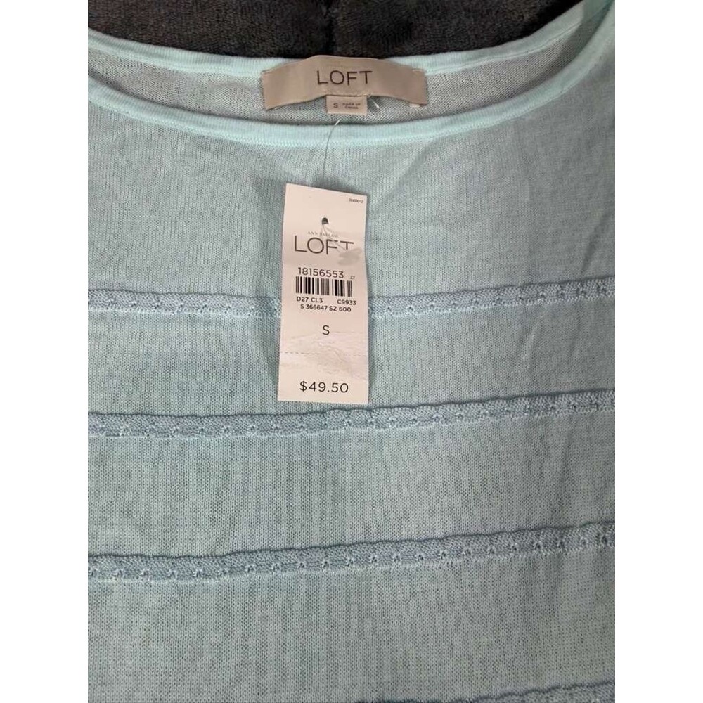 LOFT Sweater Womens Small S NWT Blue Striped Long Sleeve Lightweight Knit - Picture 4 of 6